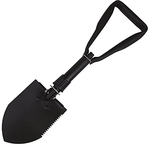 NET TOYS Vielseitiger Klappspaten - Schwarz 47 cm - Praktisches Outdoor-Zubehör Bundeswehr Survival Schaufel - Perfekt geeignet für Angeln und Zelten & Campen im Freien
