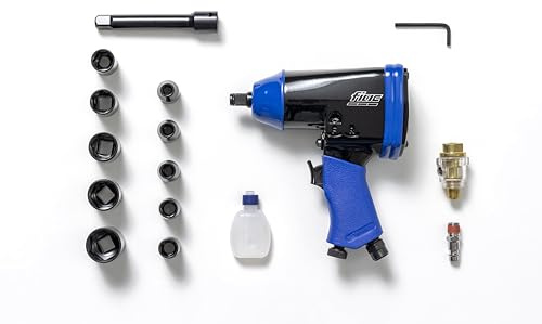 FIAC Avvitatore Pneumatico a Massa Battente 1⁄2 1086, Pistola Pneumatica 10 Chiavi a Bussola + Prolunga da 100 mm + Mini Lubrificatore + Bottiglia di Plastica, Inclusa Valigetta, Coppia 345 Nm, Nera