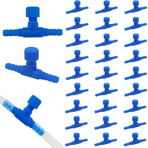30 Stück Steuerventil Für Aquarium, Aquarium Luftschlauch, Schlauchverbinder Ventil, Blauen Kunststoff Aquarium Luftpumpe, Für Alle Arten Von Wassermärkten, Heimbadewannen Und Aquarien(Blau).