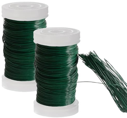 2 Rolls Green Floral Wire Flower Arranging Accessories 0.35mm,Florists Thin Wire for Jewellery Making Craft Wire DIY Jewelry Crochet Christmas Wires,Flower Bouquets, Crafts Wreath Making Supplies