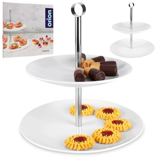 orion group Servierständer Servierplatte Serviertablett Obstetagere Etagere aus Porzellan 2-stöckig 25 cm