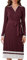 Winter Gestricktes A-Linien Kleid für Damen Bequemes Warmes Pulloverkleid mit Langen Ärmeln Rotwein L