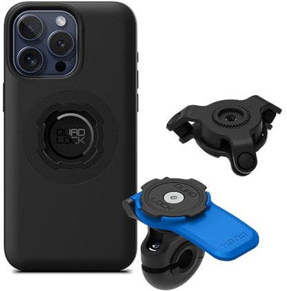 QUAD LOCK Soporte de Teléfono para Espejo de Moto con Amortiguador de Vibraciones y Funda mag para iPhone 15 Pro MAX