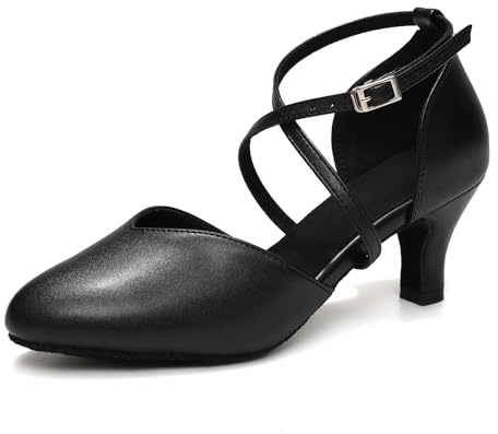 YCALCP Ballerina dansskor för kvinnor Stängd tå karaktärsskor Salsa Tango Moderna övningsdansskor,DSL666-Svart-6cm-S,EU 41