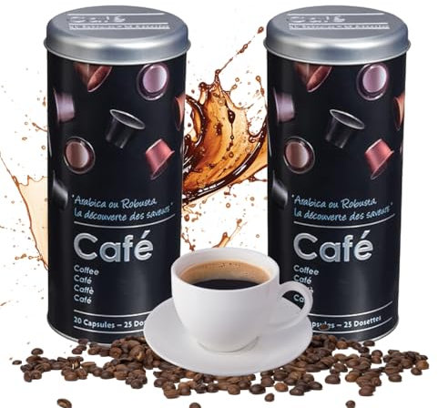 Matosch 2X kaffeepads aufbewahrung-Metalldose für Kaffeepads,kaffeepads behälter,Kaffeespender Paddose,Kaffeebox Pads (Schwarz)