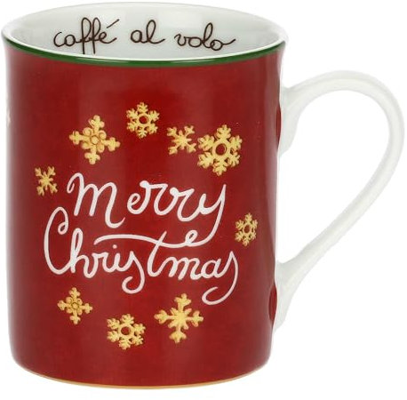THUN - Mug rossa in porcellana Sorprese di Natale