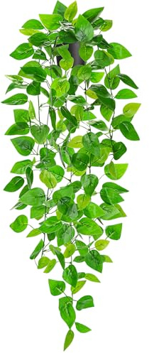 Der Rose 1 planta colgante falsa de 86 cm, plantas artificiales en maceta, enredaderas de pothos colgantes de interior para el hogar, baño, dormitorio, decoración de estante de pared