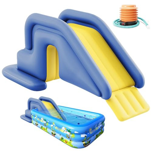 EVGATAVAB Toboggan Aquatique Gonflable, Gonflable Piscine Glisser avec Pompe À Air, Été Amusant Extérieur Anti-basculement Parc Aquatique Toboggan, pour Jardin Arrière-Cour Extérieur(Gris)