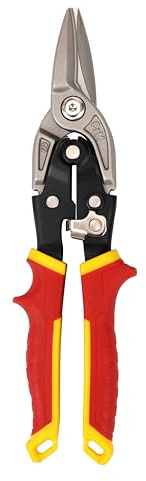 HURRICANE 10 Inch Aviation Tin Snips, Premium CR-MO Blade Straight Cut Metal Shears, High-Leverage for Sheet Metal, HVAC, Gutter and DIY Projects, with Safety Lock & Comfort Grip Handle