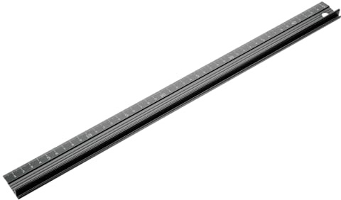 PATIKIL 45cm/18 Aluminum Cutting Rule Ruler, L-Type Cutting Ruler with Non Slip Rubber Backing Measuring Tool Accessory for Safe Use Cut Length Measurement, Black