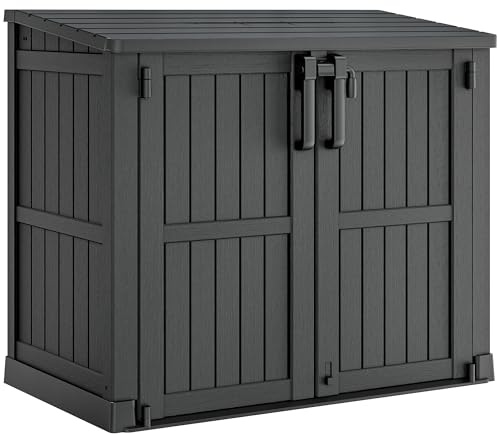 LHBcraft Outdoor Storage Cabinet 36 Cu Ft with Lockable Doors, Portable Horizontal Resin Storage Shed -Easy to Assemble, Waterproof Outdoor Storage Box for Backyards,Patios Black