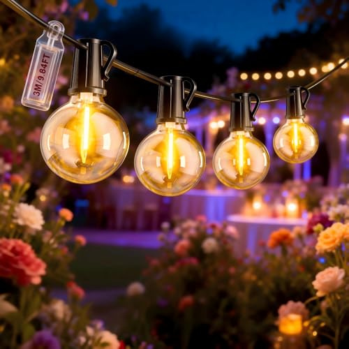 Guirnalda de Luces Exterior G40 3M con 11 Bombillas de Plástico Inastillable, IP44 Impermeable, Conectable hasta 1000 LED, AC 220V, Luces Decorativas para Jardín(G40 3M-11 bombillas)
