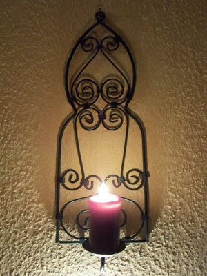 Orientalischer Wandkerzenhalter Kerzenleuchter Babfes 50cm Groß massiv | Marokkanischer Vintage Metall Kerzenhalter als Landhaus Wanddeko oder antik Wand Leuchter für Kerzen im Wohnzimmer