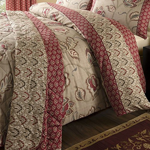 Catherine Lansfield Kashmir Paisley Floral Reversible Quilted 200x200cm Bedspread Natural