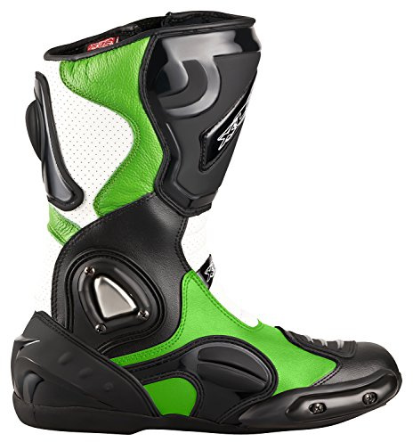 XLS Motorcykelstövlar hög kvalitet racing Boots Touringstövlar läderstövlar svart grön (47)