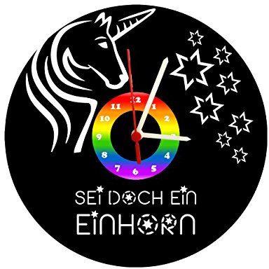 Horloge murale pour enfant, motif licorne, étoiles, mouvement à quartz et cadran