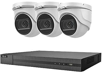 HILOOK 8MP CCTV 4K UHD DVR 8CH SYSTEM INDOOR OUTDOOR 3X VIVID HD CAMERAS 30M NIGHT VISION SECURITY CAMERA KIT UK (1TB HDD, WHITE)
