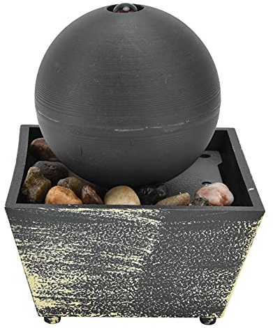Fuente De Escritorio, 3V USB Fuente De Bola De Mesa De Relajación Interior con Luz LED Y Piedras Decorativas Fuente De Mesa para Decoración De Oficina En Casa