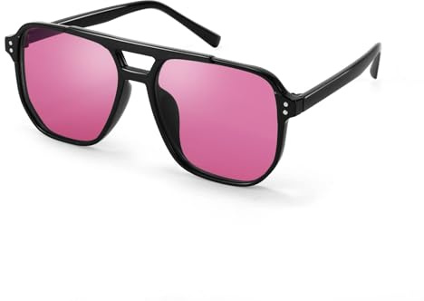 FEISEDY Retro Occhiali da Sole Quadrati Donna Uomo Anni '70 Occhiali Vintage Moda Classici con Doppio Ponte Protezione UV400 B2835