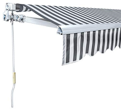 Joparri 3,5 x 3 m, con Brazo articulado, toldo para balcón, terraza, con protección UVA UVB y Material Resistente al Agua, Marco y manivela de Aluminio, no Recto, Color Blanco