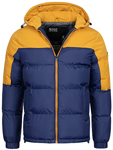 Indicode Herren Danix Winterjacke mit Kapuze | Herrenjacke Jacke Steppjacke Männer Navy, XL