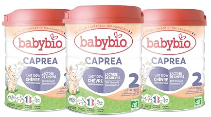 Babybio - Lait Infantile - Caprea 2ème Âge - 800g - Au lait de chèvre - dès 6 Mois - BIO - Fabriqué en France - Sans Huile de Palme - Lot de 3