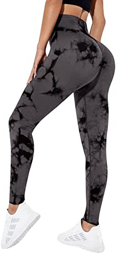 Litthing Tie Dye Yoga Leggings Seamless High Waisted Yoga Pants Tummy Control Butt Lifting Gym Leggings Workout Sports Tights for Gym Outdoor