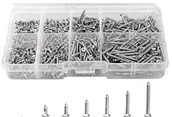 GSGC Juego Surtido de Tornillos autorroscantes de Cabeza Plana Cruzada M2 de 400 Uds., Juegos de Tornillos de Rosca de Madera for Clavos, Cabeza avellanada DIY, pequeños Tornillos