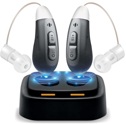 JINGHAO Geräusch Verstärker, Klang-Verstärker für hinter Ohr – Ear Enhancer, Hochwertige Surround-Noise-Unterstützung USB Ladestation (grey)