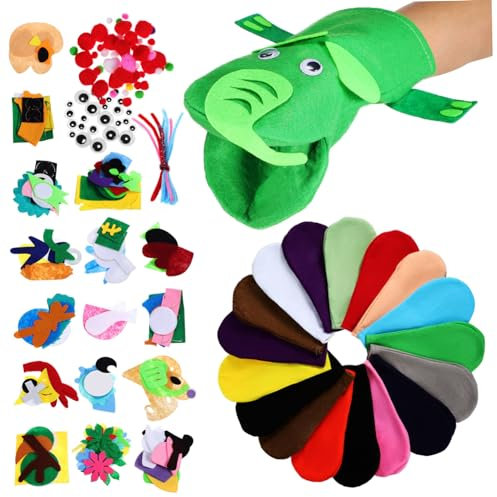 ibasenice Kit De Fabrication De Marionnettes à Main Feutre avec Pompons Yeux Et Accessoires Artisanat pour Jeu De Rôle Et Bricolage