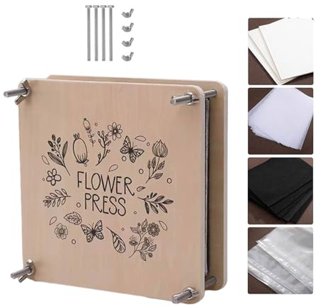 tixoacke Blumenpresse aus Holz für Erwachsene und Kinder, zum Basteln, kleine/große Blumenpresse, Blatt- und Pflanzenpresse, 18 x 18 cm, 30 x 21 cm, Blumenpresse