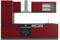 Vicco Küchenzeile R-Line, Küchenblock, Rot/Anthrazit, 300 cm, AP Anthrazit