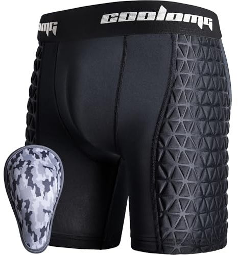 COOLOMG Men Adult Baseball Sliding Shorts with Foam Athletic Cup Padded Compression Underwear Slider Short for Softball Football Hockey Black Medium