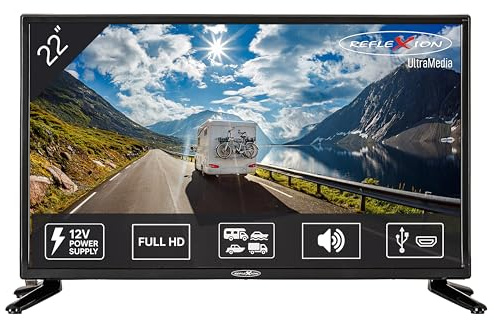 REFLEXION LED2225 LED Fernseher, 55 cm / 22 Zoll, Wohnwagen/Wohnmobil/Camping/Caravan/Boot/LKW TV, 12/230 Volt, Full HD, Triple Tuner, mit DVB-T2HD, DVB-S2, DVB-C, CI+Slot und Aufnahmefunktion (PVR)