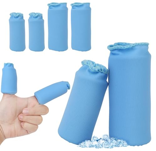4pcs Manchons de Glace pour les Doigts, 3cm de Diamètre Manchon de Compression pour Les Doigts Protection Contre le Froid des Doigts Convient Aux Compresses Chaudes et Froides (Bleu)