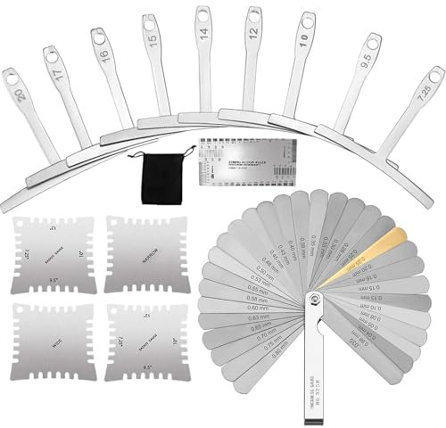 Uhngw Medidor de altura de cuerda de guitarra, herramientas Luthier Feeler, medidores de radio con muescas, regla de acción de cuerda, herramientas Luthier para diapasón
