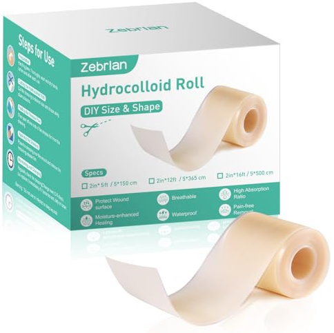 Hydrokolloid Pflaster Rolle 5cm*150cm Selbstklebender Hydrokolloid Wundpflaster Wasserfestes Atmungsaktive Hautfreundlich Wundauflagen