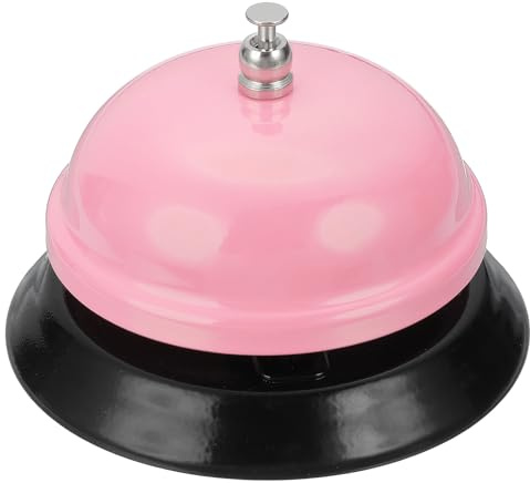 QUARKZMAN Timbre De Servicio De Mesa 3.35 Pulgadas De Metal Rosa Claro