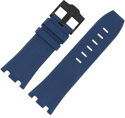 CIEMJSYNF Bracelet de montre en caoutchouc 28MM, Compatible avec Audemars Piguet Royal Oak Offshore 15703 26020 26170 26178 26470 26471, bracelet Silicone for hommes(Blue-black)