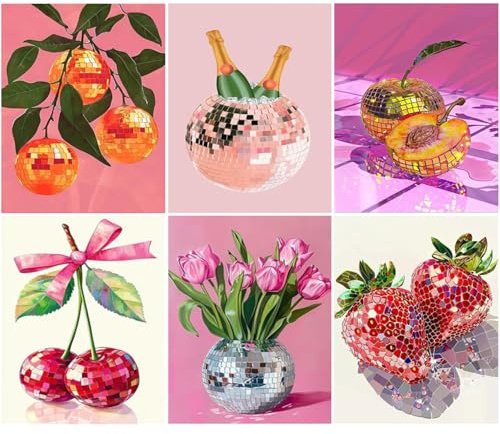 Hongyrjy 6 Pack Disco Diamond Painting, Diamond Art Kits Adults 12x10in | Disco 5D Diamond Painting Kits for Adults,Gem Art Kits Adult and Crafts Home Decor