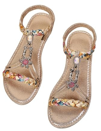 Damer sommar pantoletter eleganta, lätta sandaler damer casual damsandaler T-rem sandaletter ortopediska ortopediska sandaler ankelremmar sommarskor bak öppen badkläder