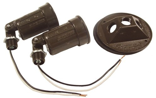 Hubbell-Raco 5625-2 Combination Weatherproof Lamp Holder, 75-150 W, Par38, Metal, Bronze