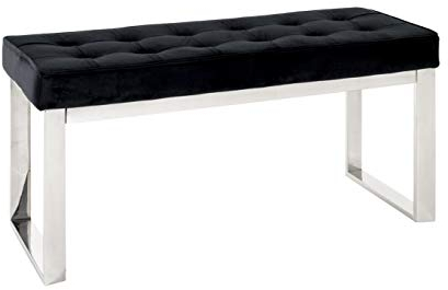 HAKU Möbel Bank Edelstahl, schwarz, Edelstahl, Samtgewebe - Maße: B 100 cm x H 48 cm x T 41 cm, Style: Art Deco