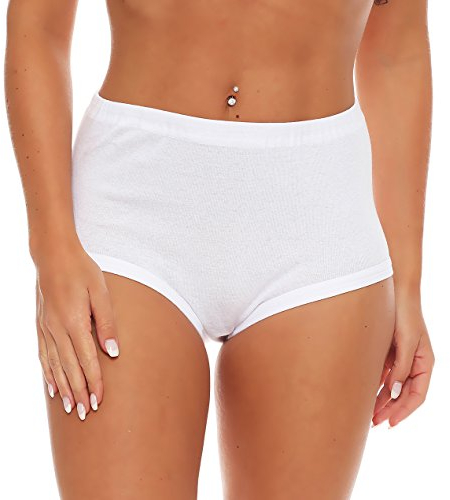 Cocain underwear 4 Damen Slips weiß 100% Baumwolle Grösse 48/50 Hüftslip Taillenslip Kochfest super gekämmt Öko Tex Standard 100