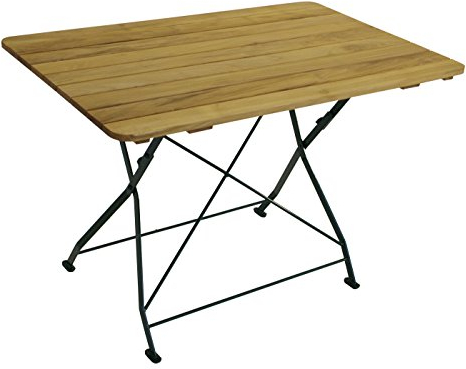 DEGAMO Klapptisch Bad Tölz 70x110cm, Stahl grün, Holz Robinie