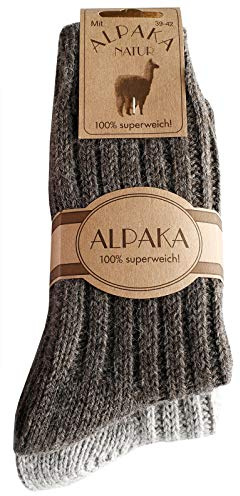 dunaro Lot de 2 paires de chaussettes en laine d'alpaga particulièrement chaudes et douillettes pour homme et femme, 43-46