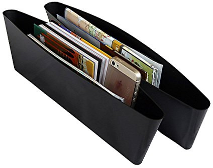 Catch Caddy Car Seat Catcher Magic Box Car Organizer (Set Of 2) Side Gap Pocket For Wallet, Phones Maps Cash & Glasses-Spacious Best Car Storage