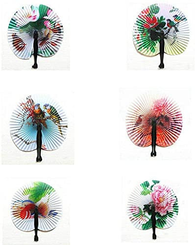 Ventagli pieghevoli di carta, motivo floreale, 6 pezzi, fuochi d'artificio da viaggio, ideali per festival estivi, design pratico e durevole