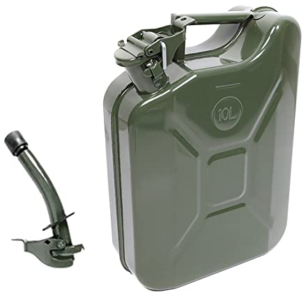 Jerrican en Métal 10L Plat, Bidons pour Carburants Avec Bec Verseur de Carburant, bidons dessence Portable pour Essence, Huile, Eau, Alcool, pour Fûts dHuile Américains Standard, Preuve de Fuite