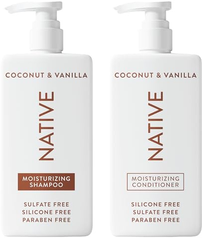Native Coconut & Vanilla Shampoo and Conditioner Contain Naturally Derived Ingredients | All Hair Types, Color & Treated, Fine to Dry Damaged, Sulfate & Dye Free - 2-Pack